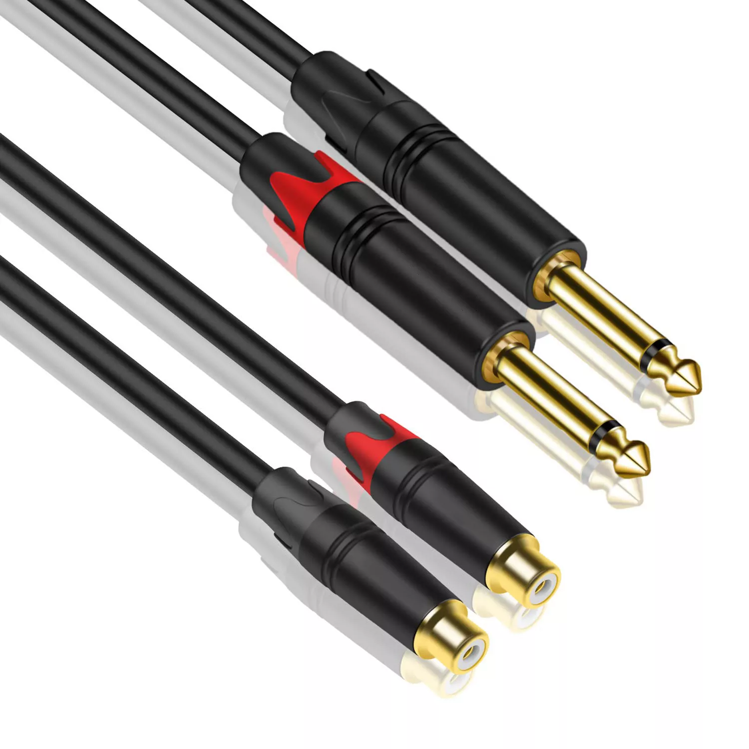 双6.35转rca大二芯转双莲花音频线6.5转RCA音频线2对2调音台功放